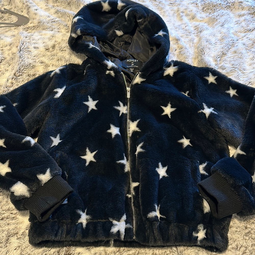 ⭐️Star Faux Fur Hooded Jacket